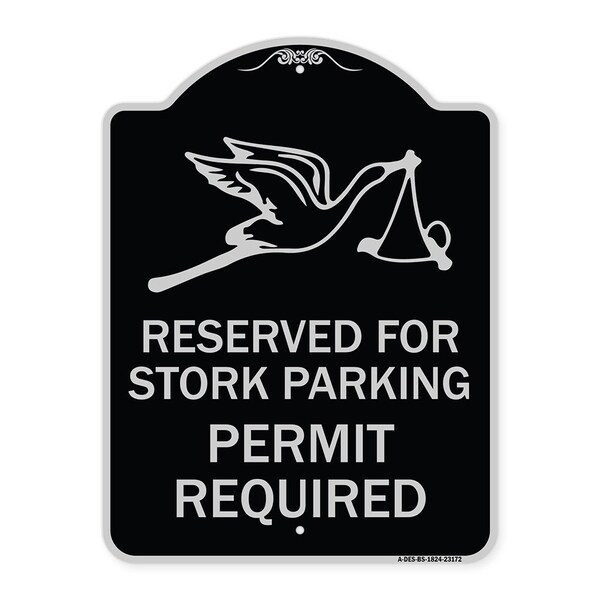 Reserved for Stork Parking Permit Required W/ Graphic Heavy-Gauge Alum, 24" x 18", BS-1824-23172